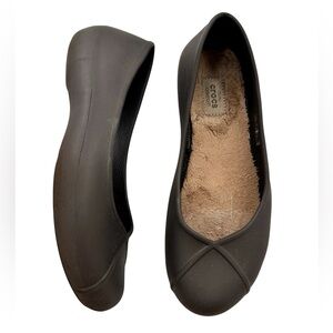 Crocs Brown Olivia II Fur Lined Ballet Flats